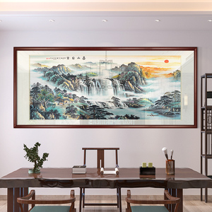 泰山日出大气靠山图山水国画中式装饰挂画沙发办公室客厅背景墙壁