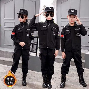 儿童警察服演出服警官服男童特警衣服加绒加厚装备军装套装特种兵