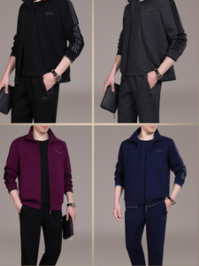 宠林匹克中老年运动套装男加绒加厚冬休闲运动服中年男士爸爸春秋