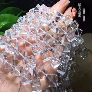 天然水晶 白水晶方糖散珠半成品 白水晶方块 隔珠diy手串饰品配件