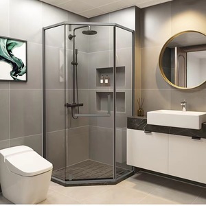 极窄钻石型淋浴房家用卫生间干湿分离玻璃门整体浴室隔断沐浴房