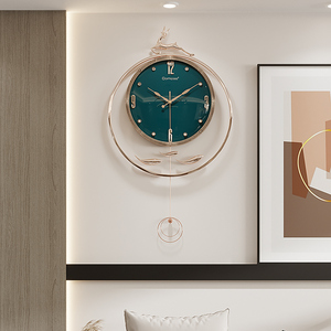 乐高祺舰店淘宝官方旗舰店康巴丝客厅挂钟鹿头时尚静音石英钟表日历