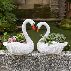 仿真天鹅造型花盆创意个性多肉盆栽阳台庭院花园室外景观装饰摆件