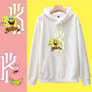 bacΗnike正品欧文海绵宝宝联名卫衣男连帽情侣装派大星秋冬加绒