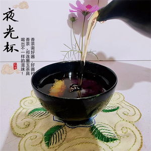 酒泉夜光杯祁连墨玉茶具新品加厚实用茶盏玉石大号茶杯磁性保健正