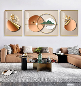 北欧轻奢沙发背景墙挂画现代福禄客厅装饰画抽象三联组合卧室壁画