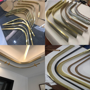 不锈钢圆弧天花吊顶定制造型背景墙u型槽4/1圆整圆弧形包边条装饰