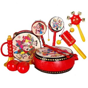 婴儿玩具手摇铃拨浪鼓宝宝新生儿儿童玩具传统古典中国特色风