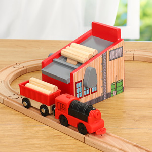 木质小火车轨道 伐木场场景配件 上货机器 儿童玩具兼容木轨