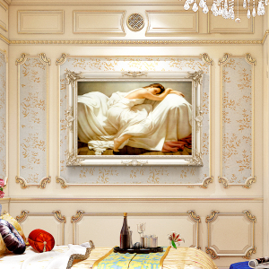 睡美人油画 人物装饰画 欧式客厅沙发背景墙横幅挂画卧室书房壁画