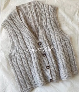 074 扭扭糖马甲 女士背心毛衣编织文字图解教程