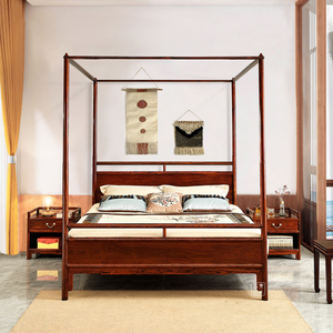 8米主卧双人床中式四柱床婚床
