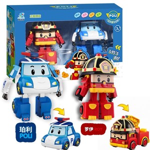 波利变形车警车珀利6只套装警察小娟 poli机器人卡通汽车儿童玩具