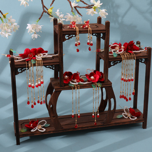 团铭中式头饰新娘古装步摇流苏红色敬酒服礼服汉服古风秀禾服发饰