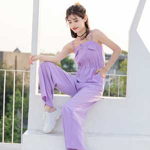 优雅紫色连体裤女内搭外穿高腰显瘦阔腿休闲长裤夏装a4u1038002a