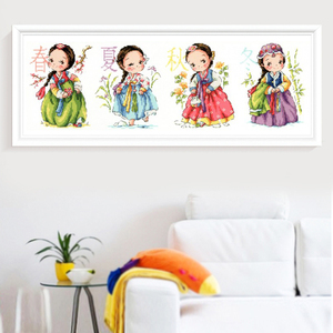 十字绣小件春夏秋冬四季风景画小幅人物美女古典公主儿童可爱简单