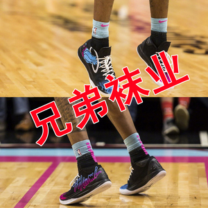 潮nba热火南海岸韦德男子长筒运动高帮精英篮球袜毛巾底加厚骚粉