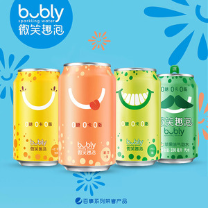 百事可乐bubly微笑趣泡气泡水 330ml*12罐 无糖饮料果味汽水混合