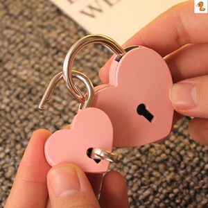 粉色抽屉少女学生爱心同心锁心形锁情侣日系锁小挂锁创意礼物女