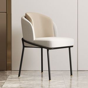 北欧轻奢餐椅家用靠背布艺意式极简现代设计师网红化妆椅铁艺凳子