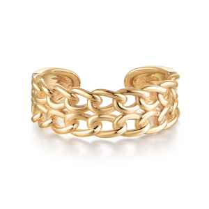 tf太府 18k金双排牛仔链条戒指女戒 复古指环小众高级感焕美ins风