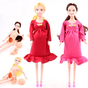 芭芘怀孕了怀孕的芭比娃娃玩具套装孕妇会生孩子女孩公主童过家家