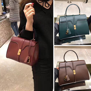 巴黎代购 celine赛琳新款16号中号牛皮金属锁扣单肩女包手提女包