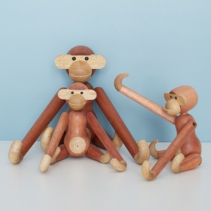 猴子丹麦木质木偶桌面摆件北欧家居软装墙面挂件创意礼物