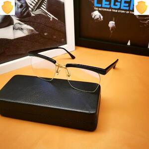 西装暴徒眼镜普通透明无度数玻璃不近视黑框金边潮流男个性潮人.