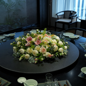 酒店餐桌摆件大圆桌仿真花装饰餐厅包厢圆形桌面中心台花假花景观