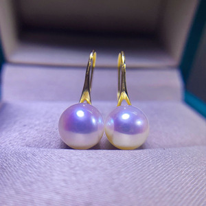 珍珠耳环女18k金日本