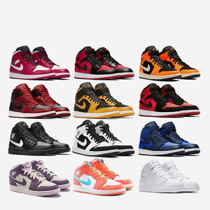 耐克aj1扣碎禁穿芝加哥闪电纯白小黑红nike乔1男女鞋运动篮球板鞋