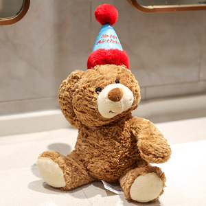 新款生日帽礼物熊公仔泰迪小熊熊毛绒玩具可爱玩偶女生睡觉抱娃娃