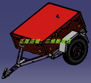 汽车轿车架单轴两轮胎拖车钢板弹簧悬架 3D三维几何模型数模建模
