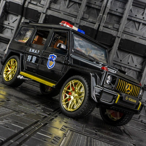 005人付款天猫1:24仿真奔驰g63合金警车模型大g儿童