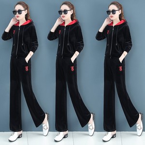 京东花花正品公子条绒运动套装女春秋装2019新款韩版时尚卫衣女装