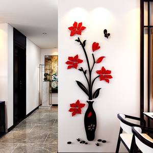 卧室客厅装饰亚克力墙贴玄关花朵墙面纸个性3d立体家庭电视背景墙