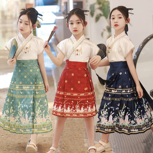 2023年新款马面裙套装女童夏季中国风儿童古装新中式女孩汉服童装
