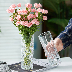 韩式小玫瑰玻璃花瓶透明轻奢插花摆件欧式水养鲜花餐桌客厅装饰品