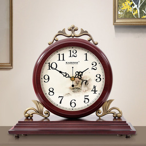 欧式创意坐钟中式客厅实木座钟静音卧室台钟时钟摆件办公复古钟表