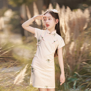 儿童旗袍2024新款夏季中国风女童改良中式礼服连衣裙小女孩洋气薄