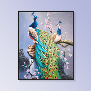 孔雀|数字油画diy手工填色治愈唯美动物孔雀油彩画卧室减压装饰画