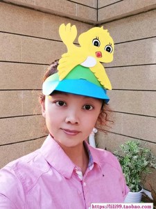 蜗牛与黄鹂鸟头饰道具昆虫头套 儿童表演道具帽子面具幼儿园六一