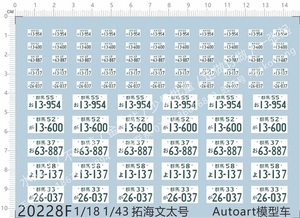 汽车模型 1:18/43 Lnitial D 头文字D(车号).专用水贴【20228F】