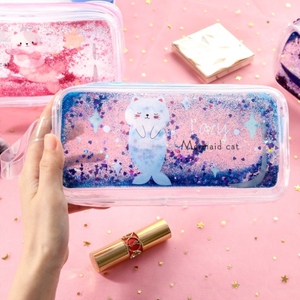 铝千笔笔袋女孩仙女可爱网红小学生水晶铅笔盒透明流沙带水女生