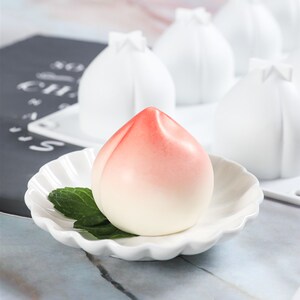 桃子硅胶模具巧克力寿桃摆件蛋糕装饰做奶冻布丁模型立体仙桃diy