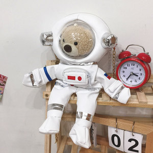 网红太空熊包包女2024新款潮可爱卡通毛绒宇航员玩偶包链条斜挎包