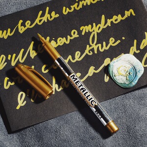 金色银色秀丽笔签字油性笔防水不掉色无异味手绘高光绘画描金笔电镀笔