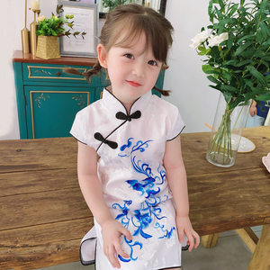 儿童旗袍夏季小女孩中国风中式复古洋装宝宝唐装亲子旗袍母女装