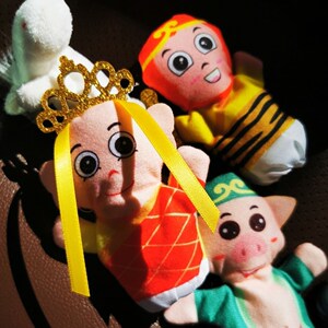 儿童毛绒西游记手指玩偶玩具手偶猴哥孙悟空动物手套指偶亲子玩具